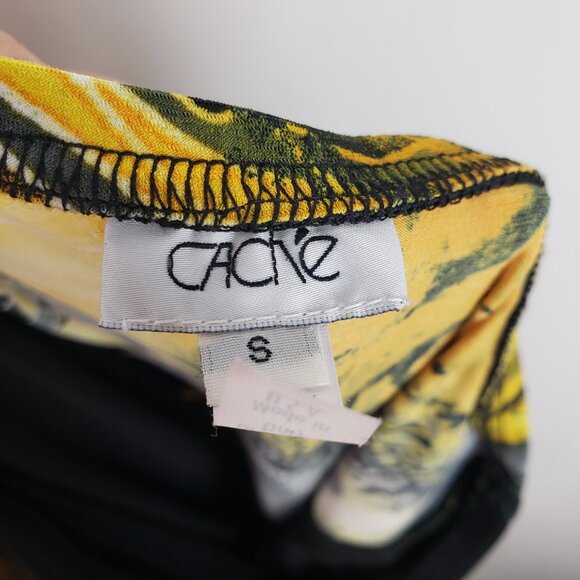 Cache Halter Top Yellow Black Butterfly Wing Longline Clubwear Size Small - Picture 6 of 8